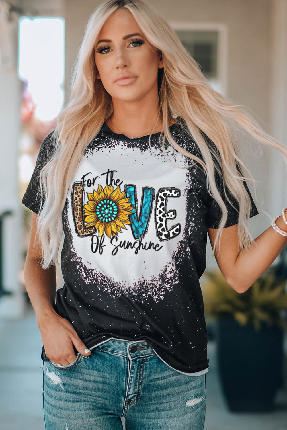 Black Family Matching Western LOVE Graphic Print Color Block Top Family T-shirts JT's Designer Fashion
