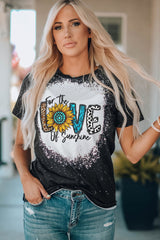 Black Family Matching Western LOVE Graphic Print Color Block Top Family T-shirts JT's Designer Fashion