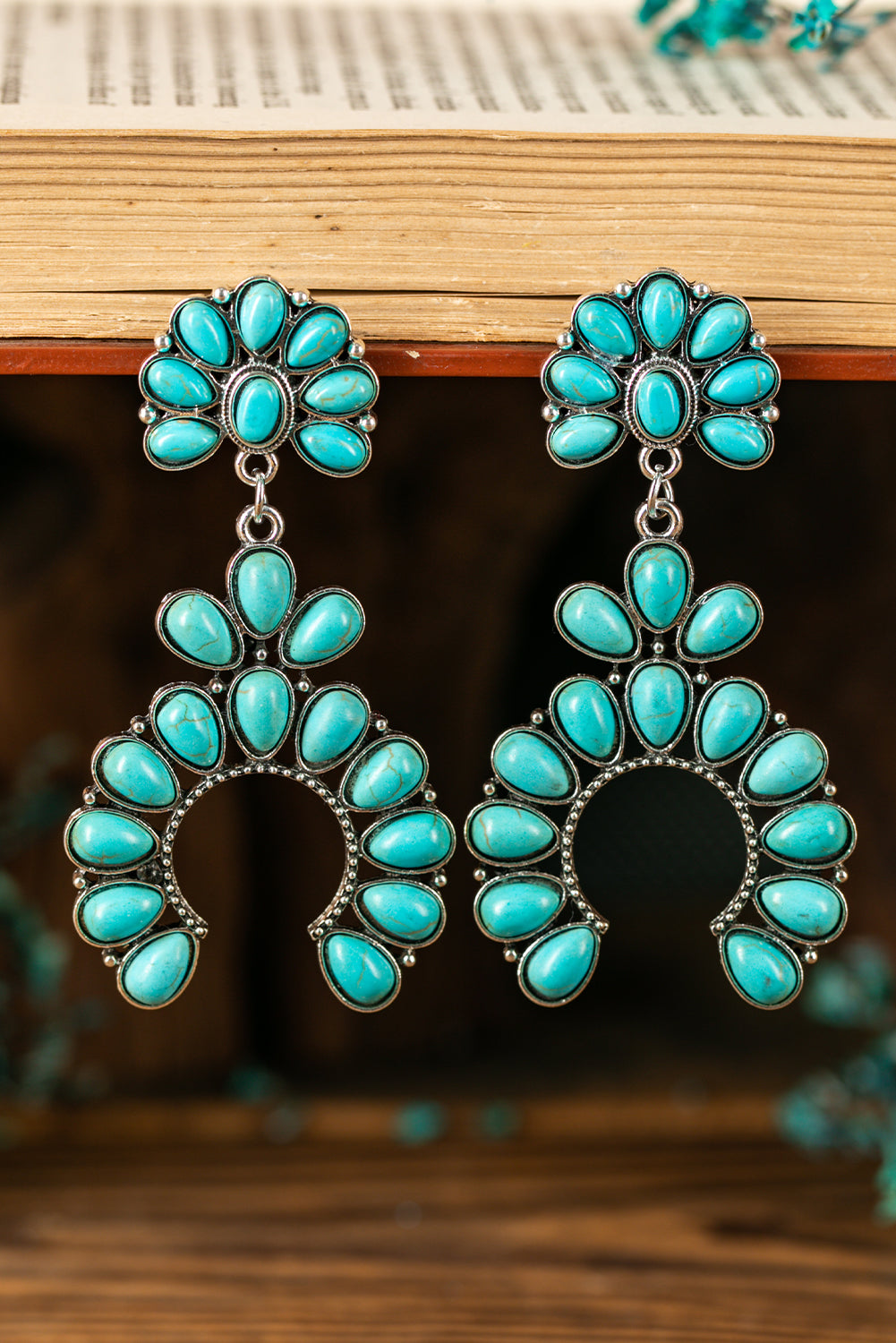 Green Western Turquoise Beaded Dangle Earrings Jewelry JT's Designer Fashion