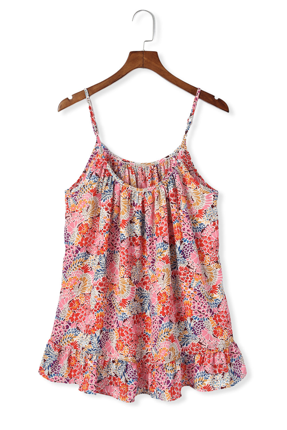 Multicolor Spaghetti Straps Floral Print Sleeveless Top Tank Tops JT's Designer Fashion