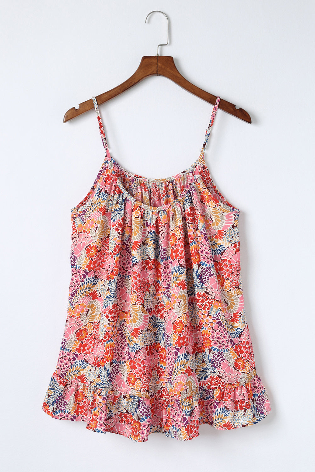 Multicolor Spaghetti Straps Floral Print Sleeveless Top Tank Tops JT's Designer Fashion