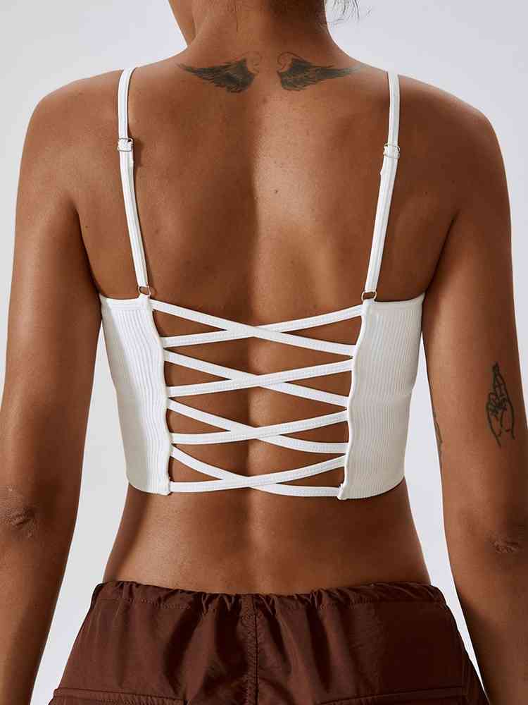 Lace-Up Cropped Tank Top Crop Tops JT's Designer Fashion