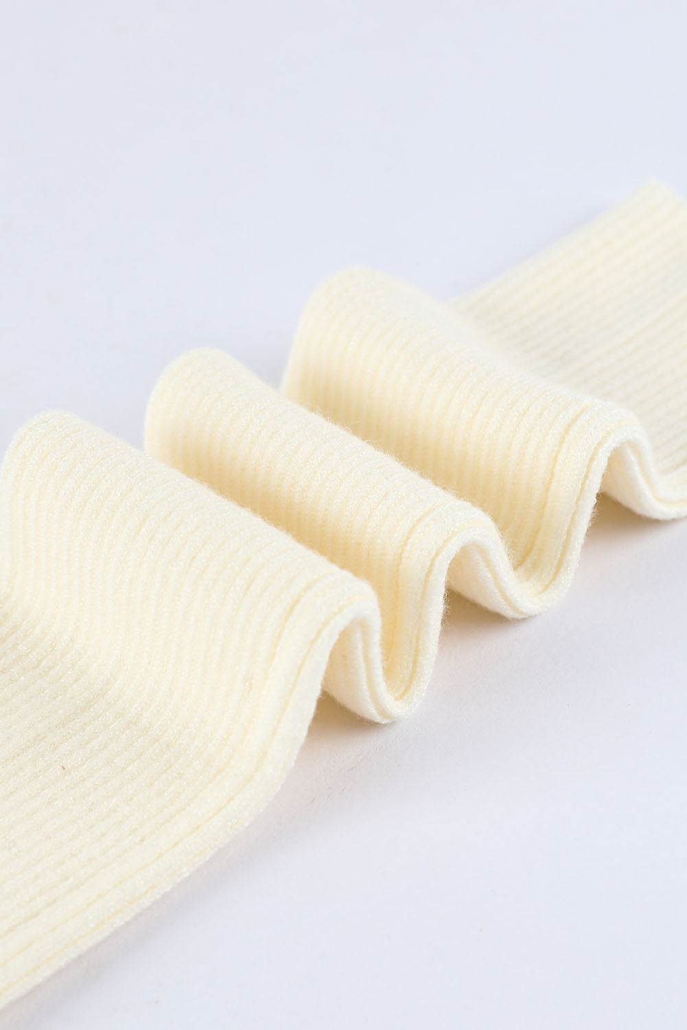 Beige Thumbhole Fingerless Long Ribbed Knit Gloves Other Accessories JT's Designer Fashion