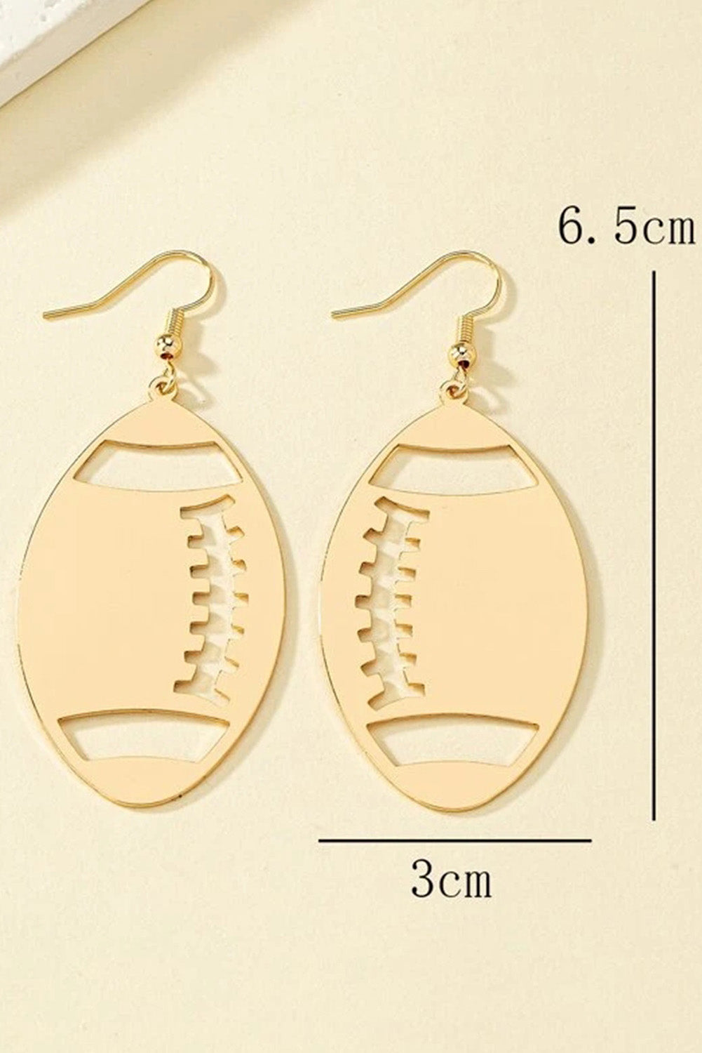 Gold Alloy Rugby Pendant Earrings Jewelry JT's Designer Fashion