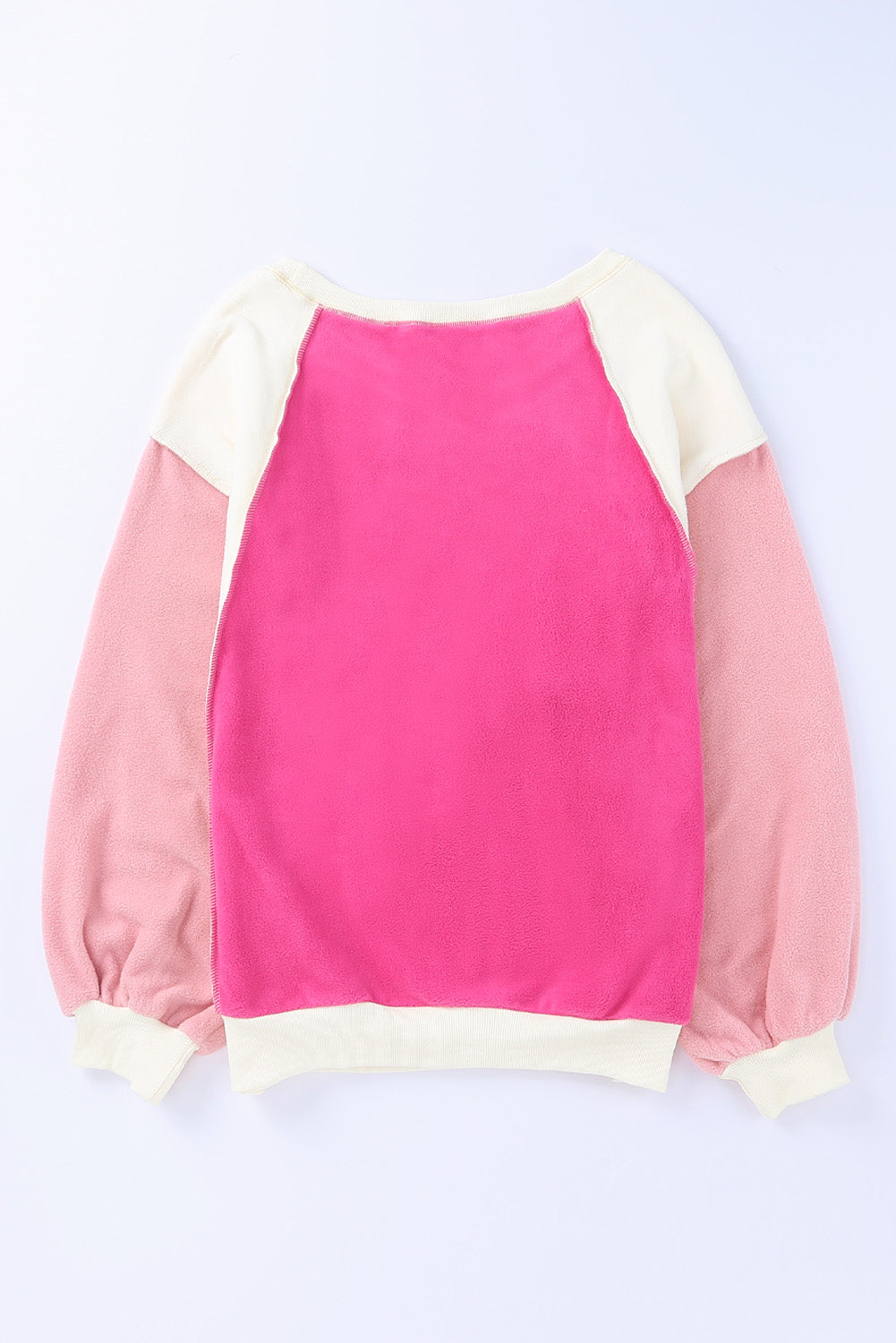 Barbie Style Rose Colorblock Long Sleeve Pullover Fleece Sweatshirt Sweatshirts & Hoodies JT's Designer Fashion