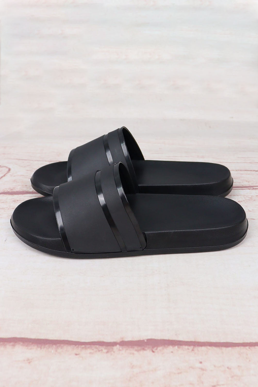 Black Open Toe Slip On EVA Slippers Slippers JT's Designer Fashion