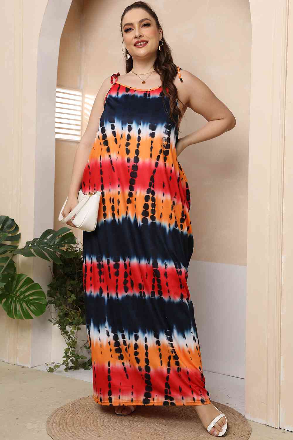 Plus Size Tie-Shoulder Maxi Dress Maxi Dresses JT's Designer Fashion