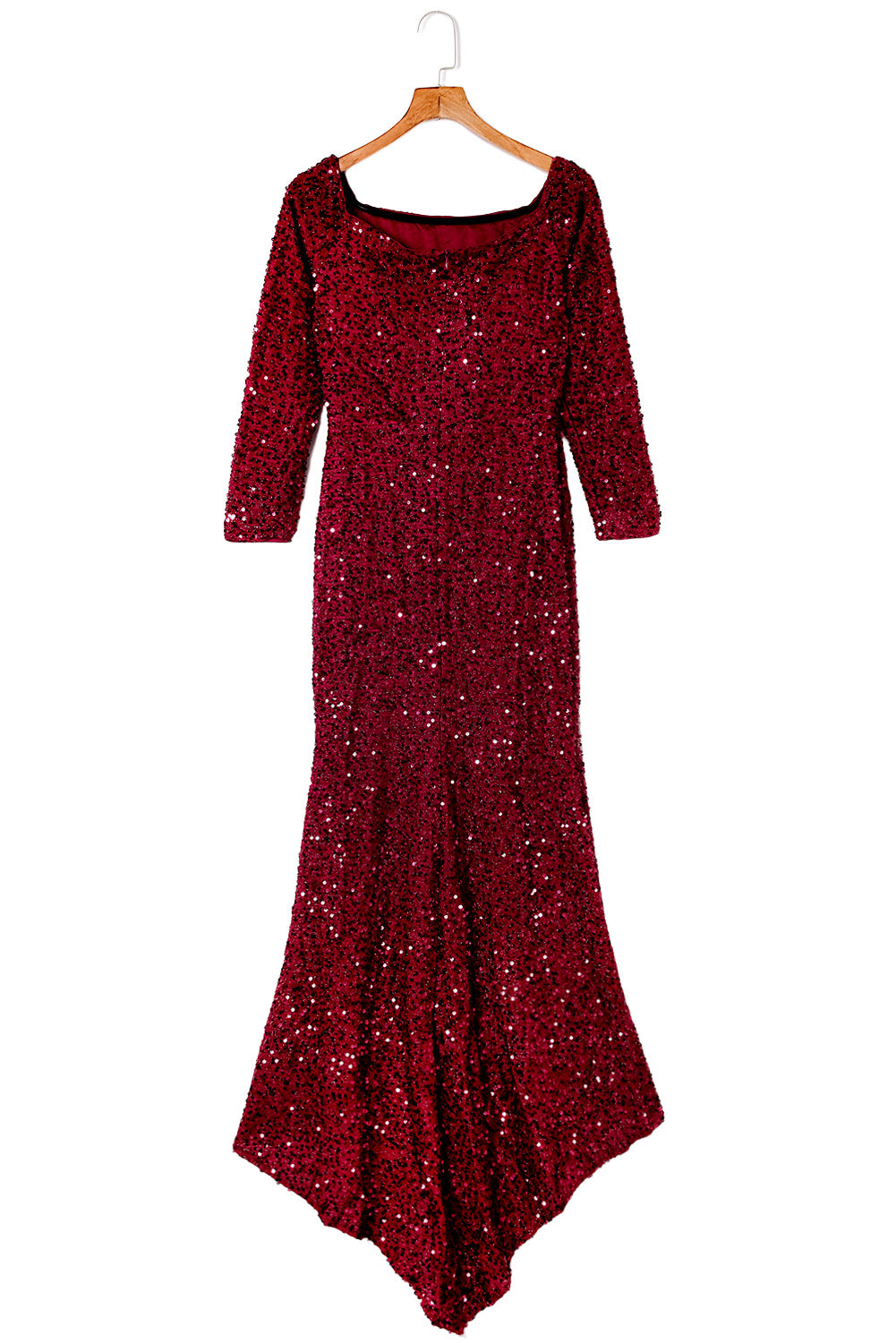 Red Sequin Off Shoulder Long Sleeve Evening Gown Evening Dresses JT's Designer Fashion