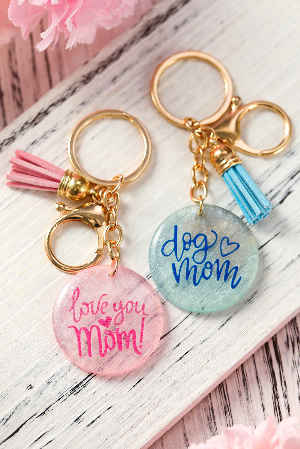 Sky Blue Mom Crystal Charm Tassel Keychain Other Accessories JT's Designer Fashion