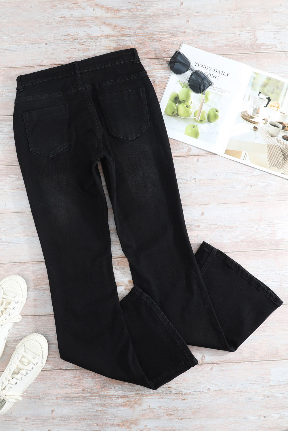 Black Wash Vintage Wide Leg Jeans Jeans JT's Designer Fashion