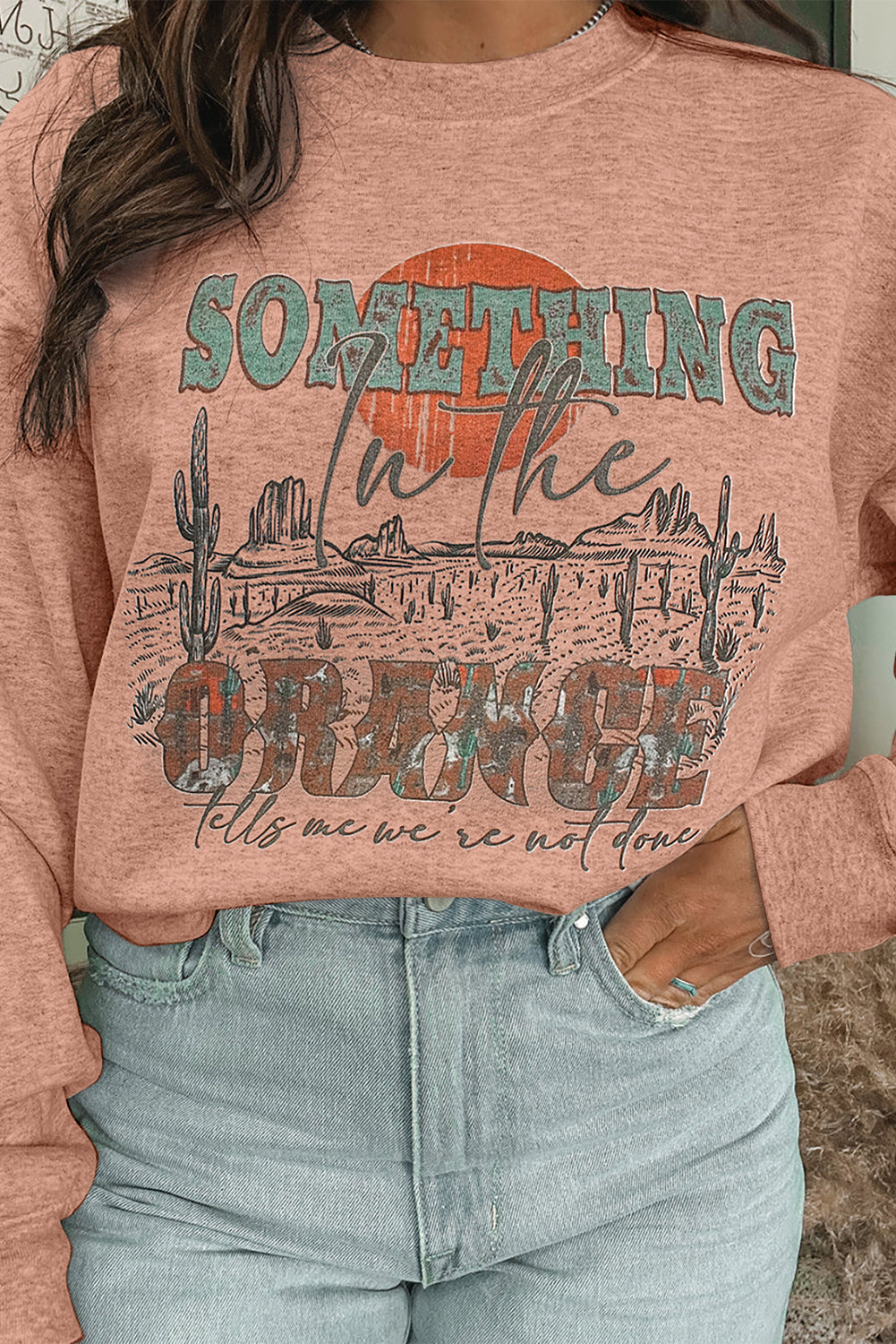 Apricot Pink SOMETHING ORANGE Graphic Relaxed Sweatshirt Pre Order Sweatshirts & Hoodies JT's Designer Fashion