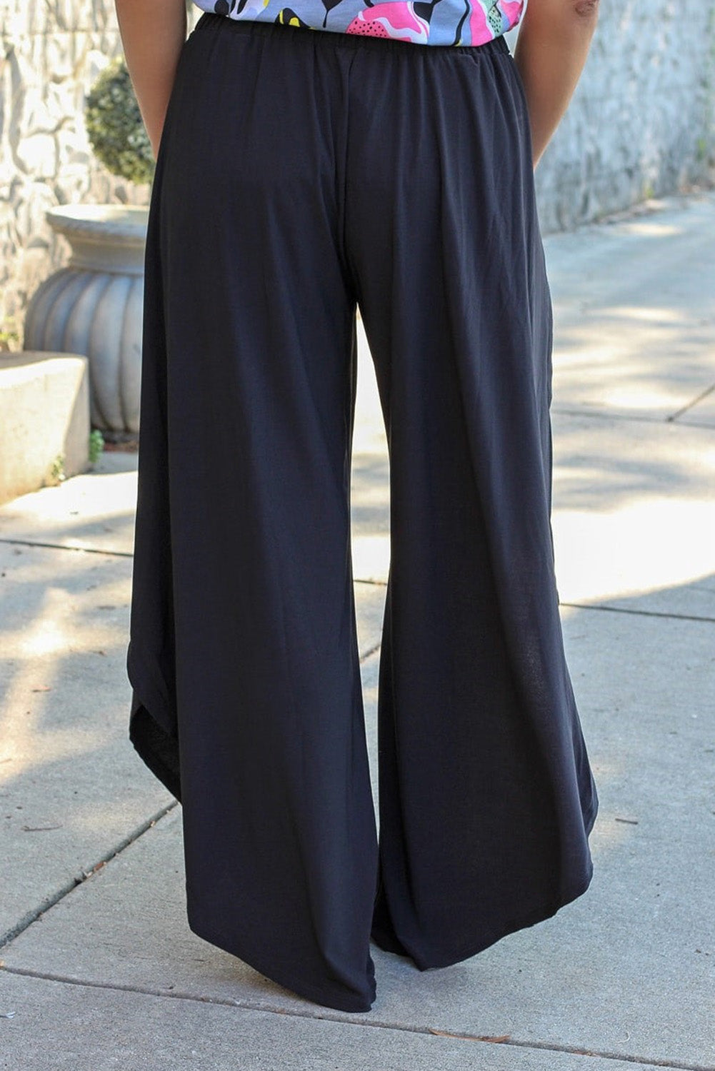 Black Plus Size Front Tie Tulip Wide Leg Pants Plus Size JT's Designer Fashion