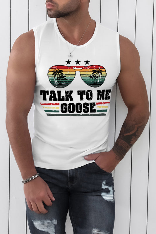 White Talk to Me Goose Vintage Graphic Mens Tank Top White 62%Polyester+32%Cotton+6%Elastane Men's Tops JT's Designer Fashion