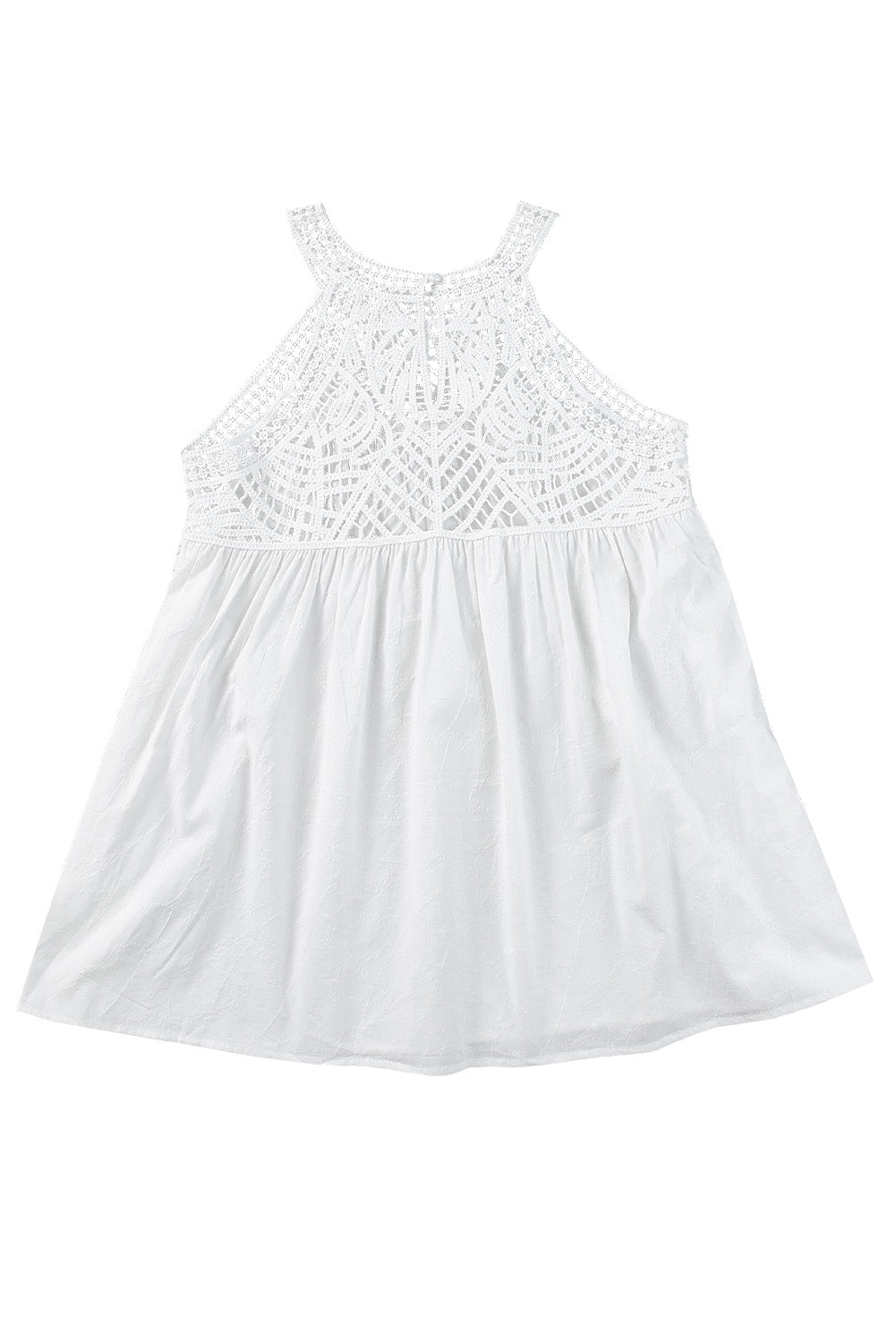 White Lace Crochet Sleeveless Babydoll Top Tank Tops JT's Designer Fashion