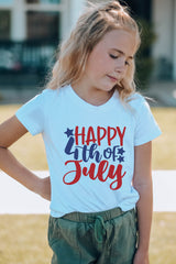 White HAPPY 4th OF JULY Printed Family Matching Kid's Graphic Tee Family T-shirts JT's Designer Fashion