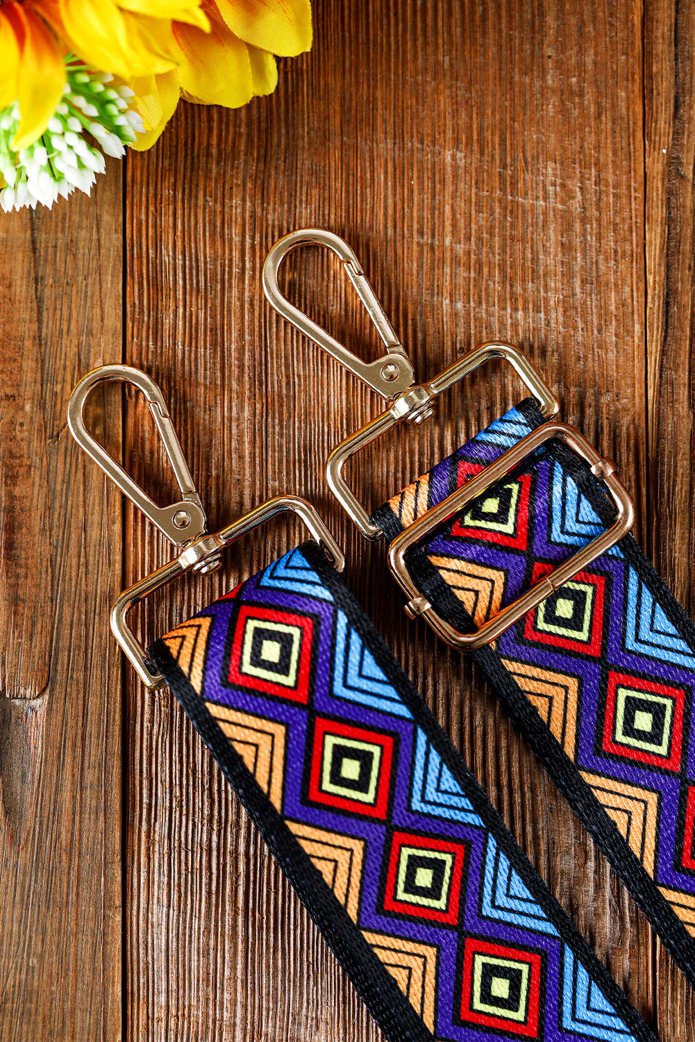 Multicolour Ethnic Geometric Print Adjustable Bag Belt 3.8x130cm Other Accessories JT's Designer Fashion