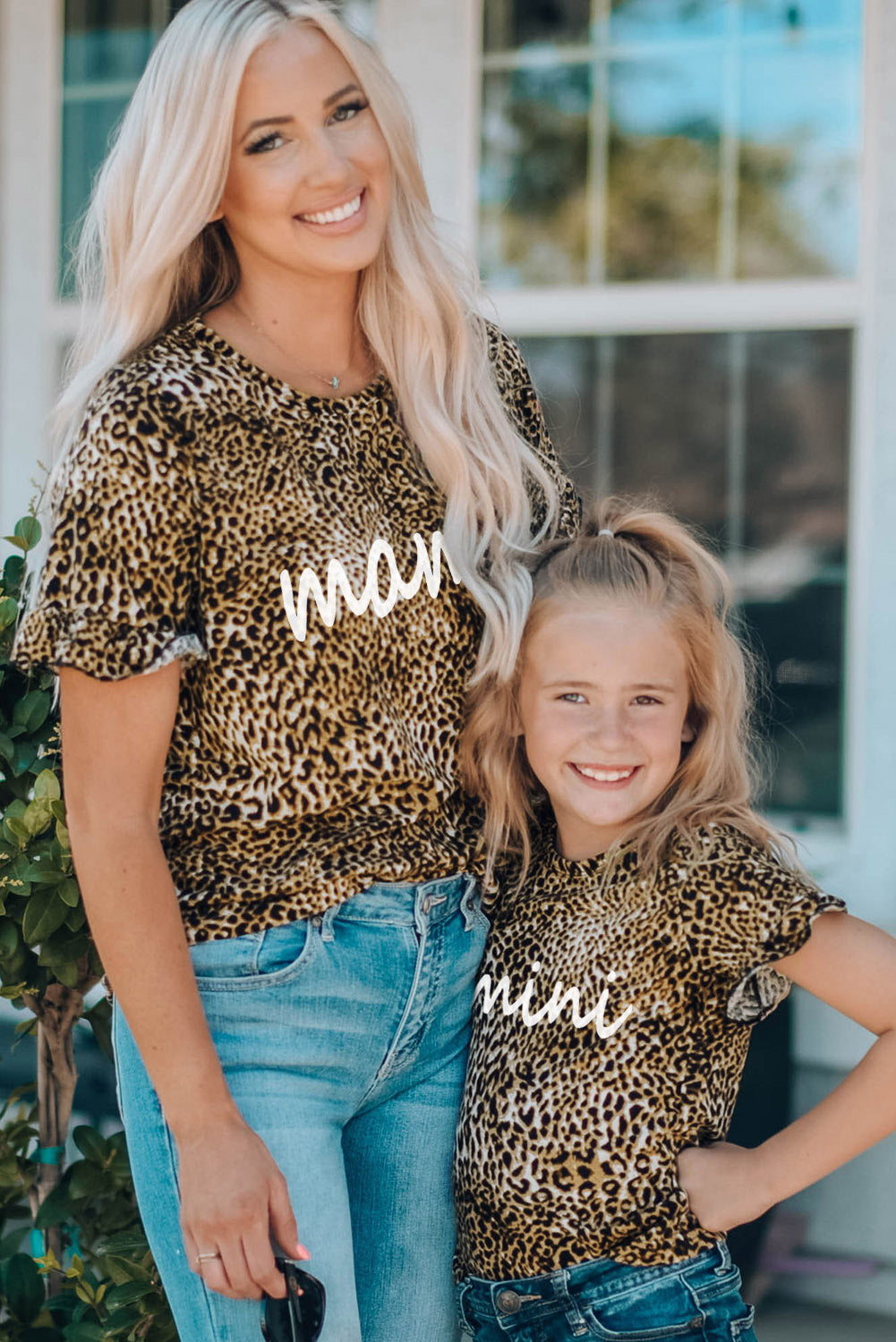 Mother and Me Leopard Mini Ruffled Short Sleeve Girl's T Shirt Family T-shirts JT's Designer Fashion