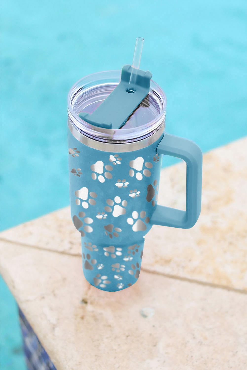 Sky Blue 40oz Cat Paw Print 304 Stainless Steel Thermos Cup Tumblers JT's Designer Fashion