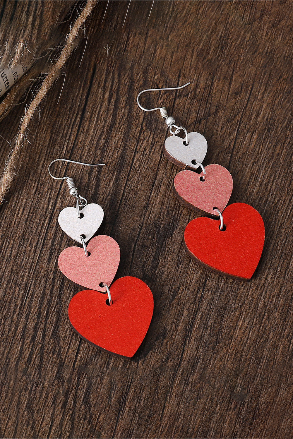 Red Valentines Day Heart Shape Tiered Dangle Earring Jewelry JT's Designer Fashion