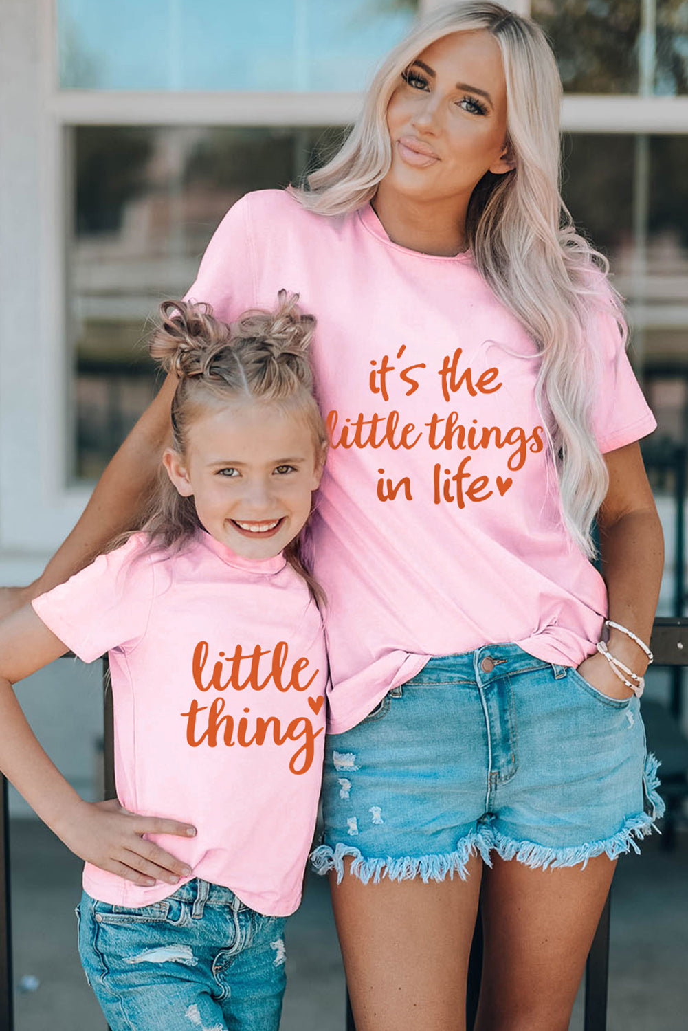 Pink Mother and Me Matching Letter Printed Short Sleeve Girl's Top Family T-shirts JT's Designer Fashion
