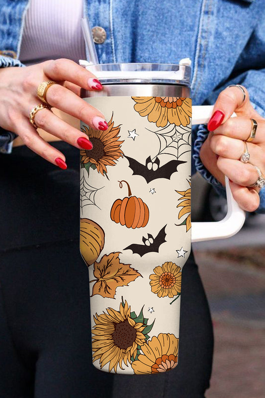 Snow White Halloween Pattern Print Handled Stainless Steel Vacuum Cup Tumblers JT's Designer Fashion