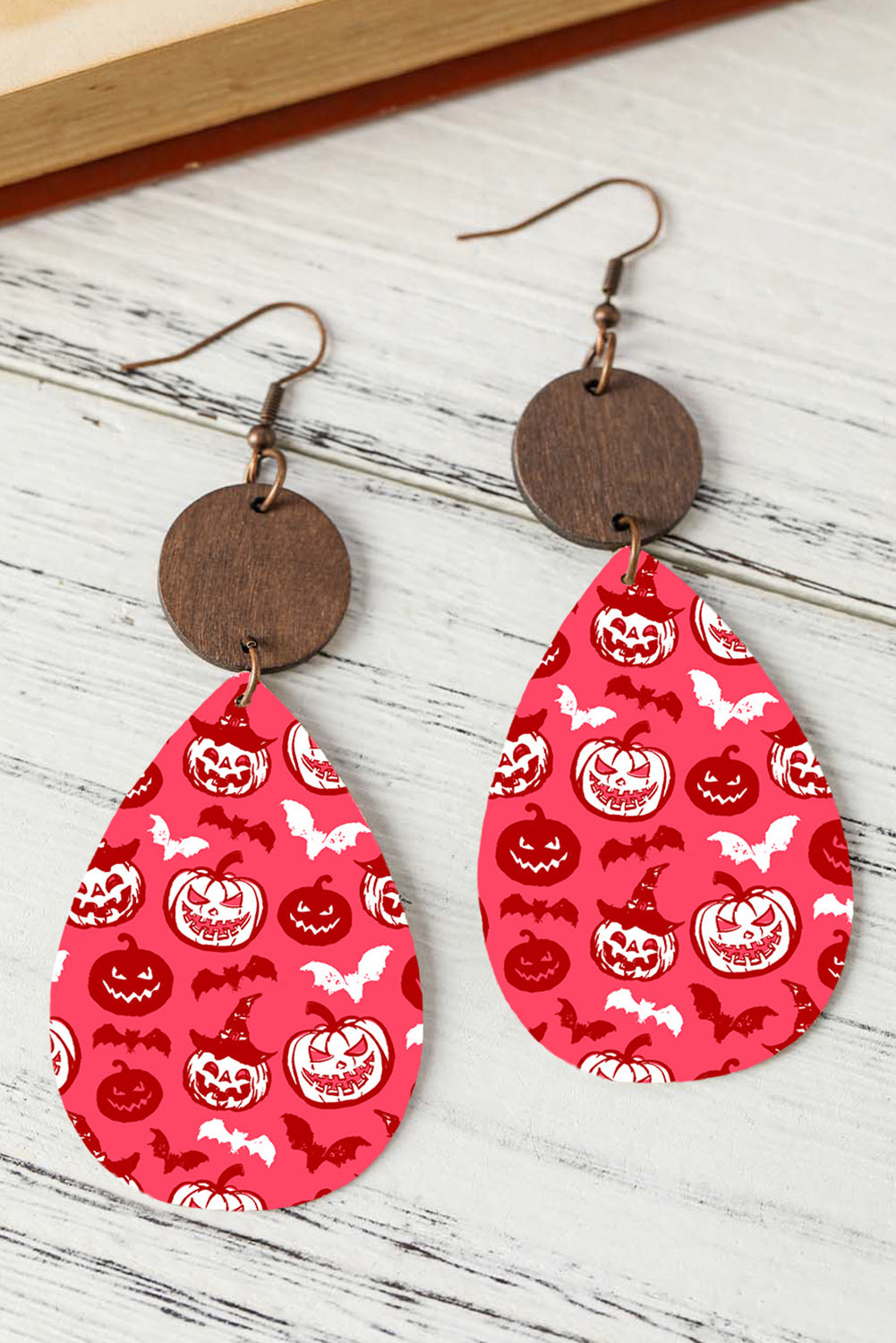 Strawberry Pink Halloween Pumpkin Batwing Water Drop Earrings Jewelry JT's Designer Fashion