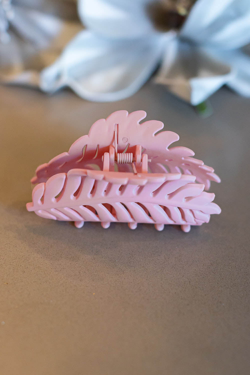 Pink Tropical Leaf Frosted Hair Claw Clip Headwear JT's Designer Fashion