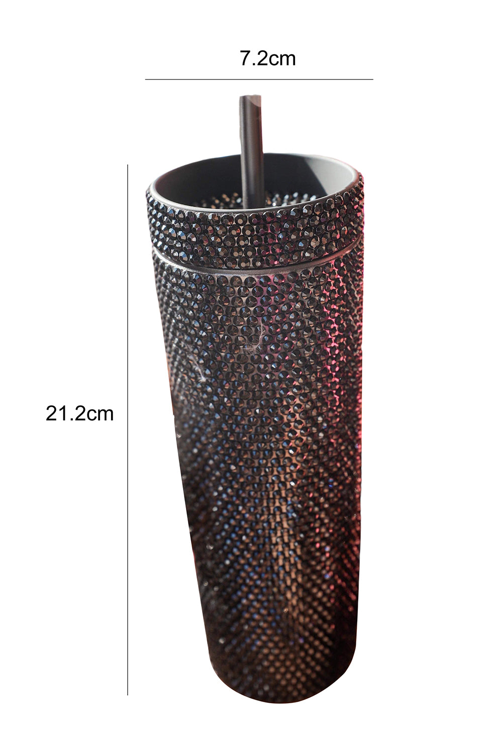 Black Full Rhinestone Straw Cup Tumblers JT's Designer Fashion