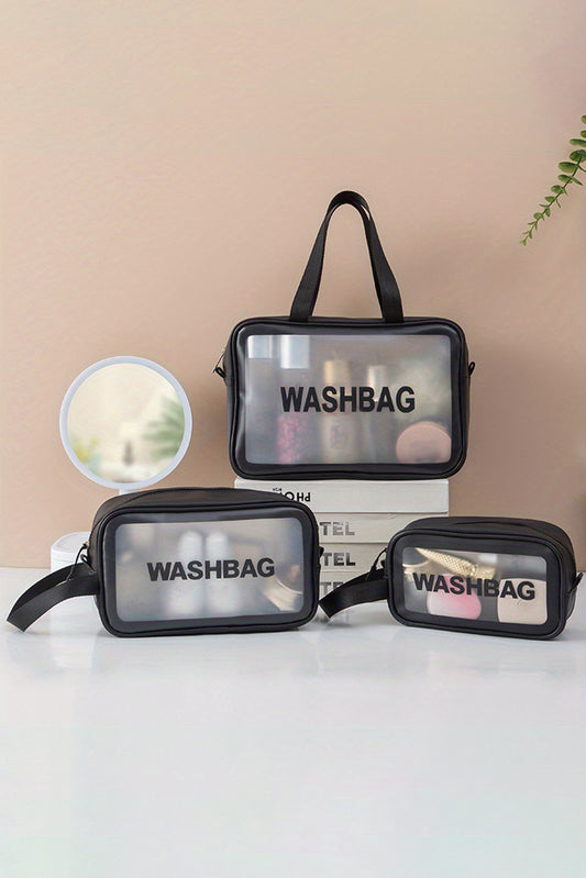 Black WASHBAG Print Clear Frosted Waterproof Bag Set Other Accessories JT's Designer Fashion