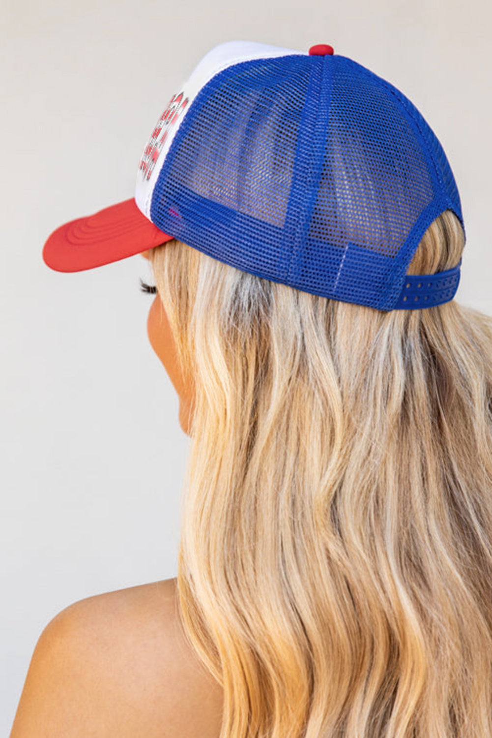 Multicolor Independence Day MERICA Graphic Mesh Ponytail Cap Hats & Caps JT's Designer Fashion