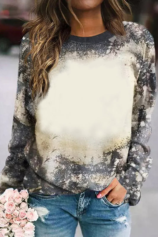 Multicolor Vintage Bleached Tie Dye Long Sleeve Top Tops & Tees JT's Designer Fashion