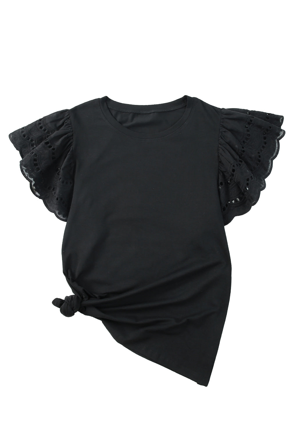 Black Plus Size Flutter Sleeve Top Plus Size Tops JT's Designer Fashion