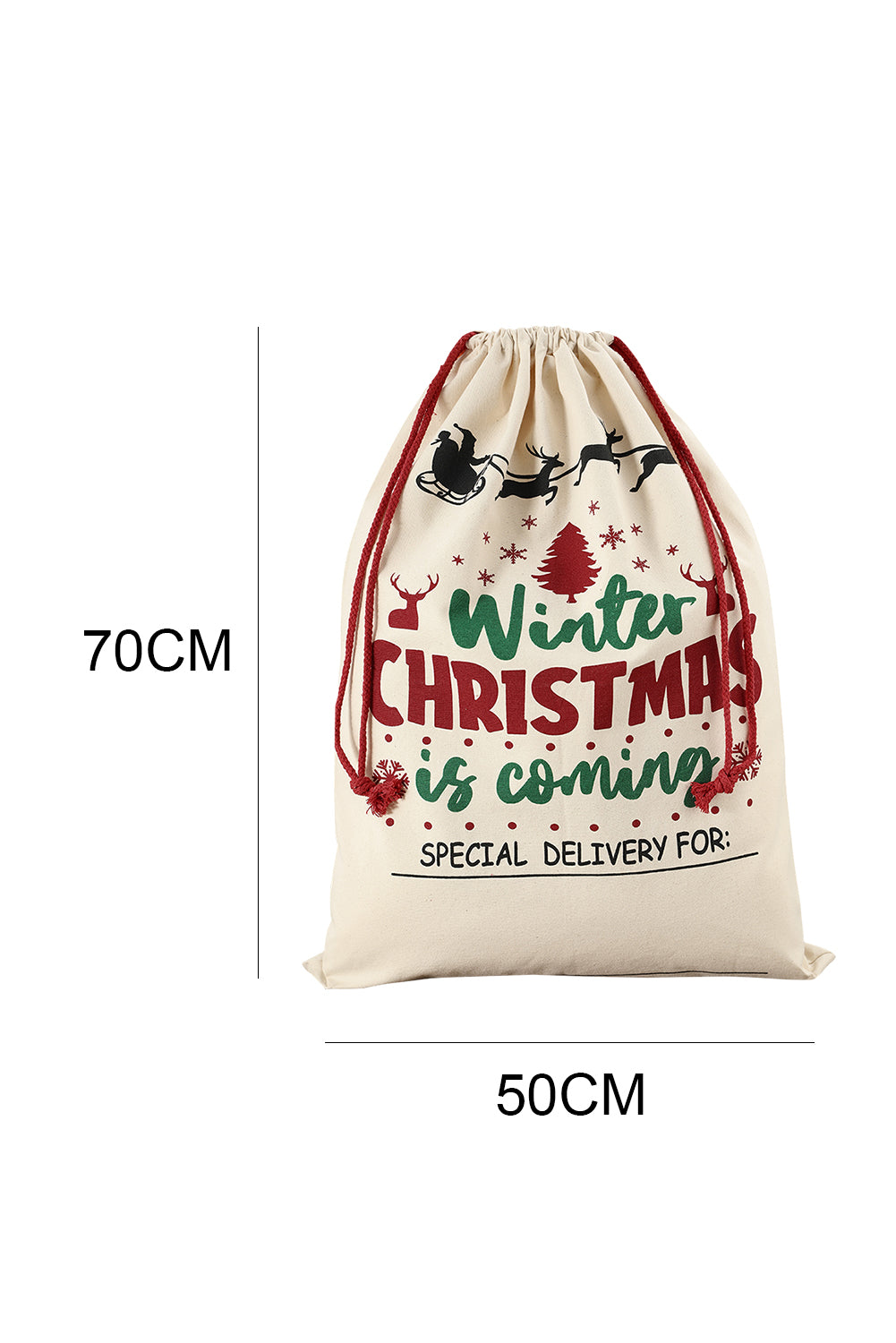 Multicolor Christmas Graphic Print Canvas Drawstring Gift Bag Other Accessories JT's Designer Fashion