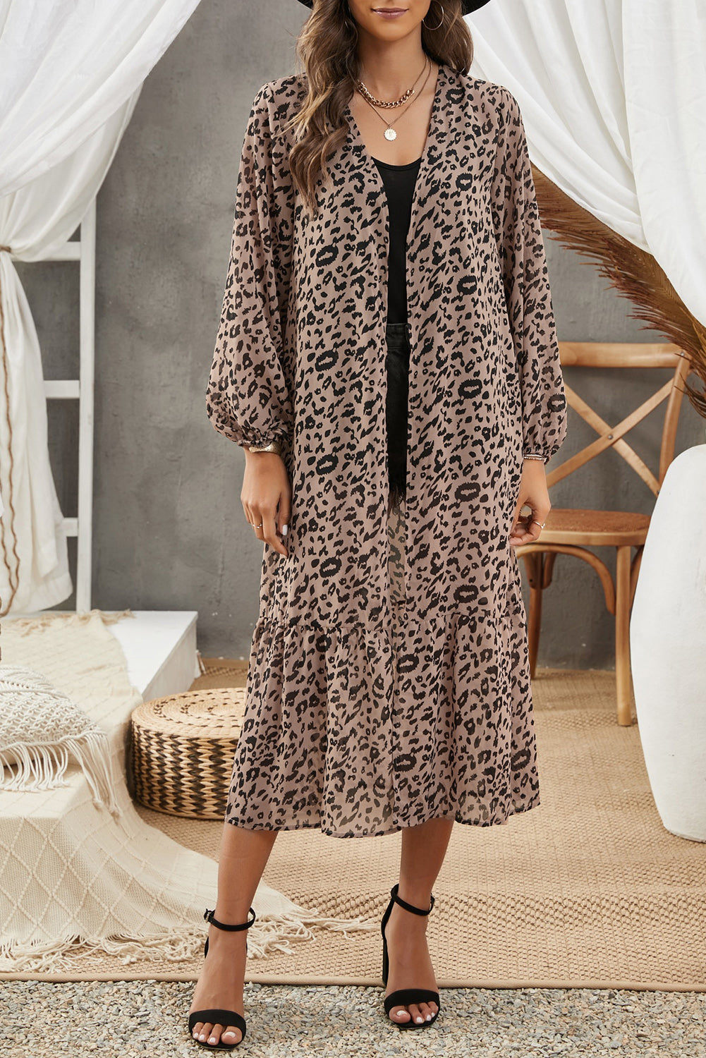 Leopard Print Duster Kimono Kimonos JT's Designer Fashion