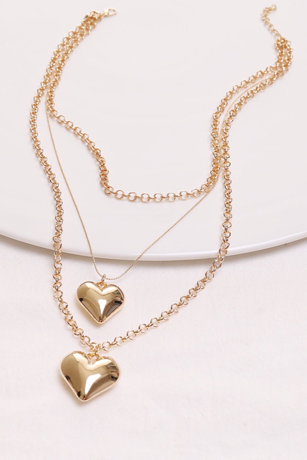 Gold Multilayer Heart Shape Pendant Valentine Necklace Jewelry JT's Designer Fashion