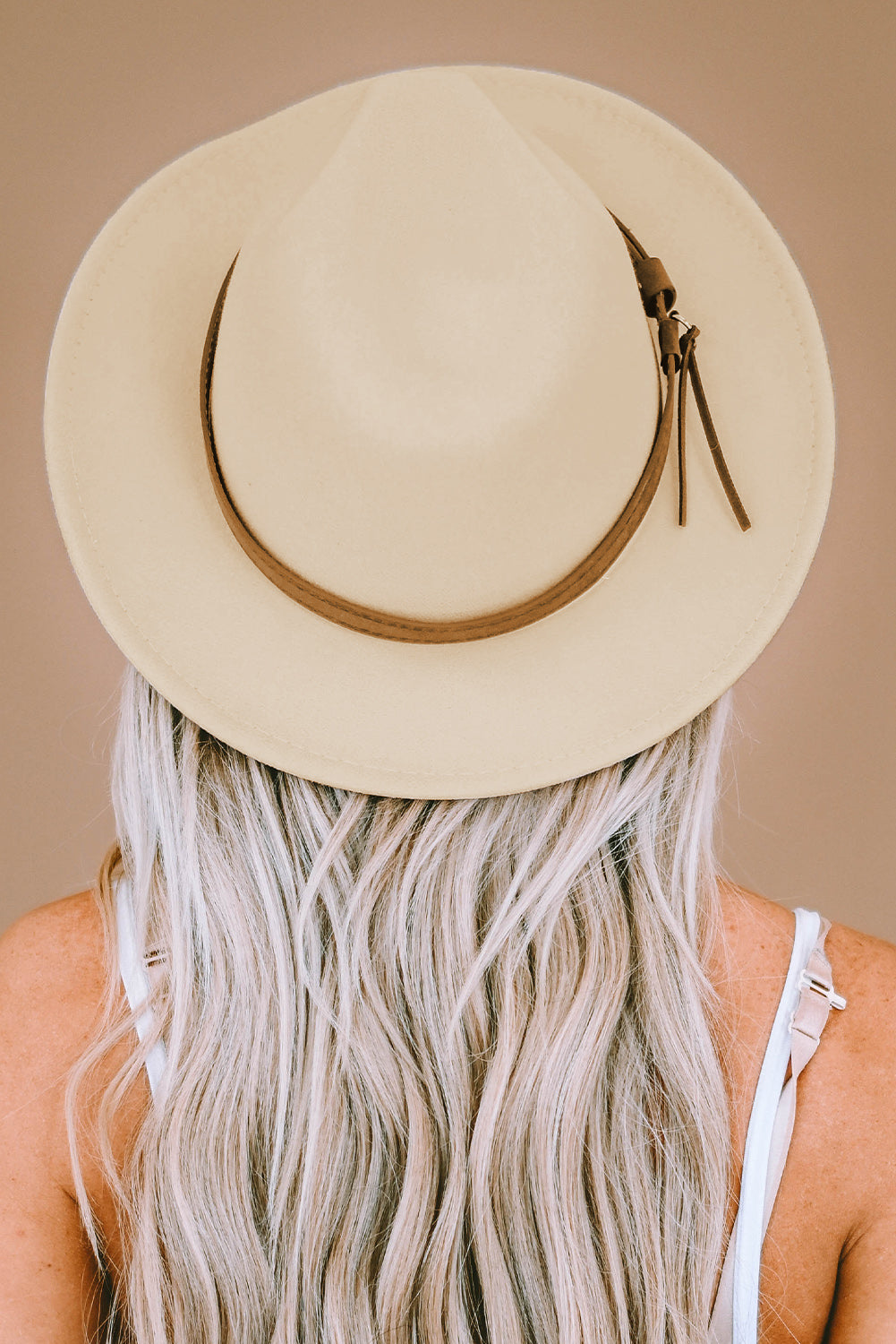 Beige Classic Wide Brim Floppy Fedora Hat Hats & Caps JT's Designer Fashion