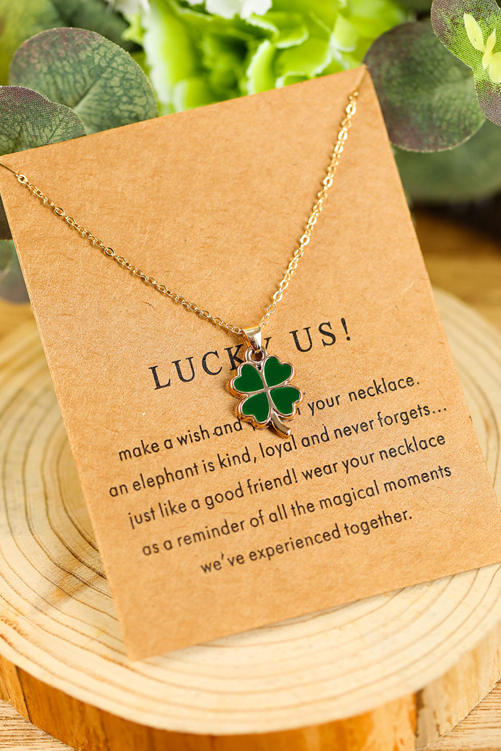 Green St. Patricks Day Clover Pendant Alloy Card Necklace Jewelry JT's Designer Fashion