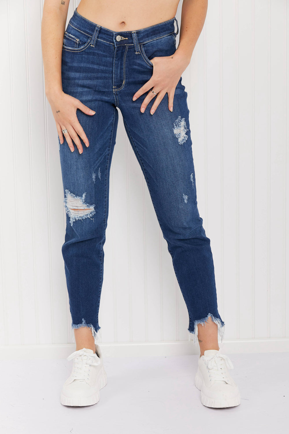 Judy Blue Kendall Full Size Shark-Bite Slim Jeans Jeans JT's Designer Fashion