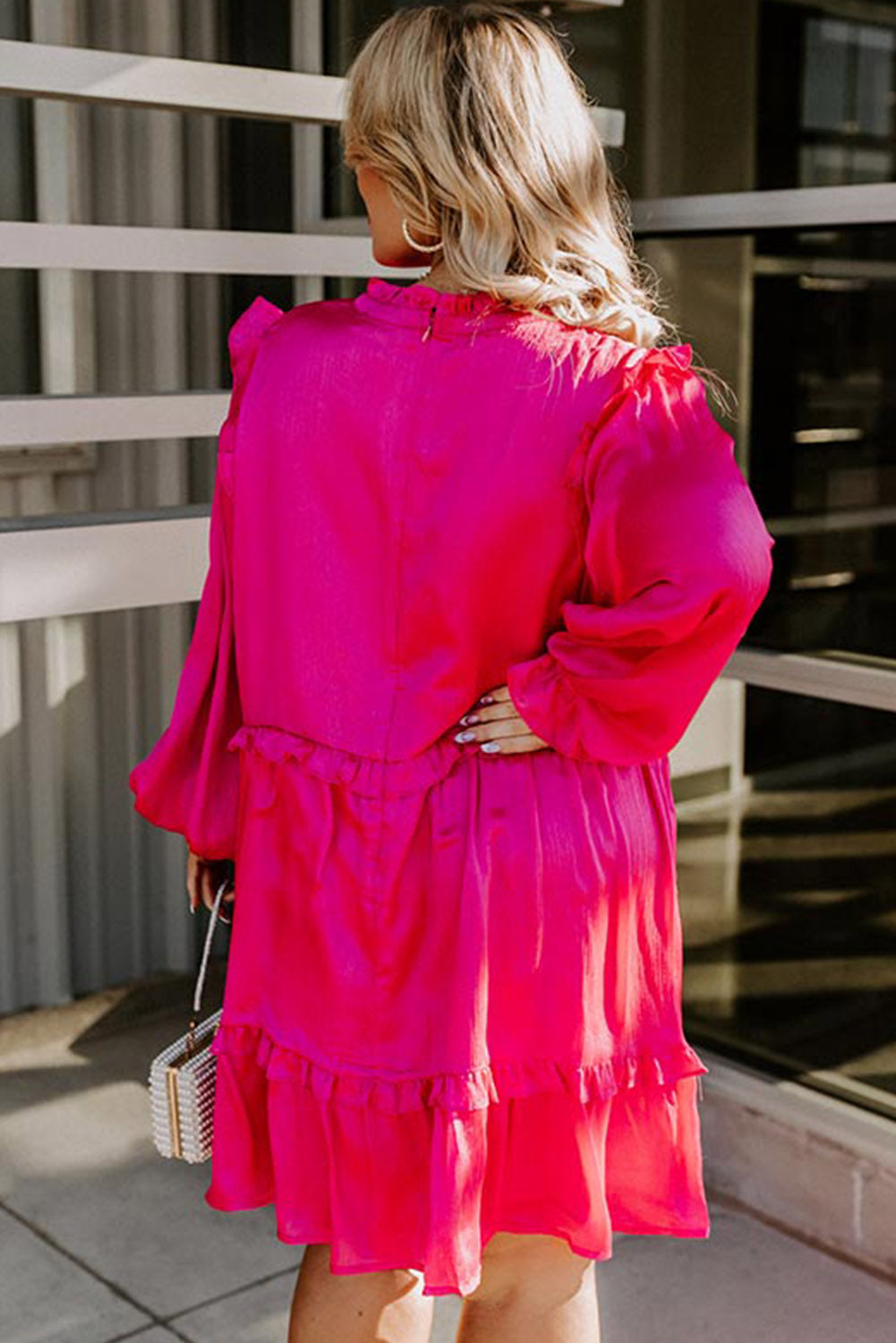 Rose Long Sleeve Ruffled Plus Size Dress Plus Size JT's Designer Fashion