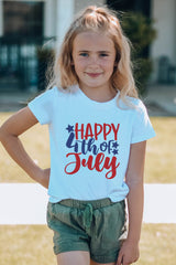 White HAPPY 4th OF JULY Printed Family Matching Kid's Graphic Tee Family T-shirts JT's Designer Fashion