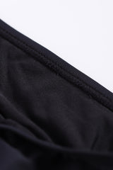 Black High Neck Plunge Mesh Ruched Tankini Swimwear Tankinis JT's Designer Fashion