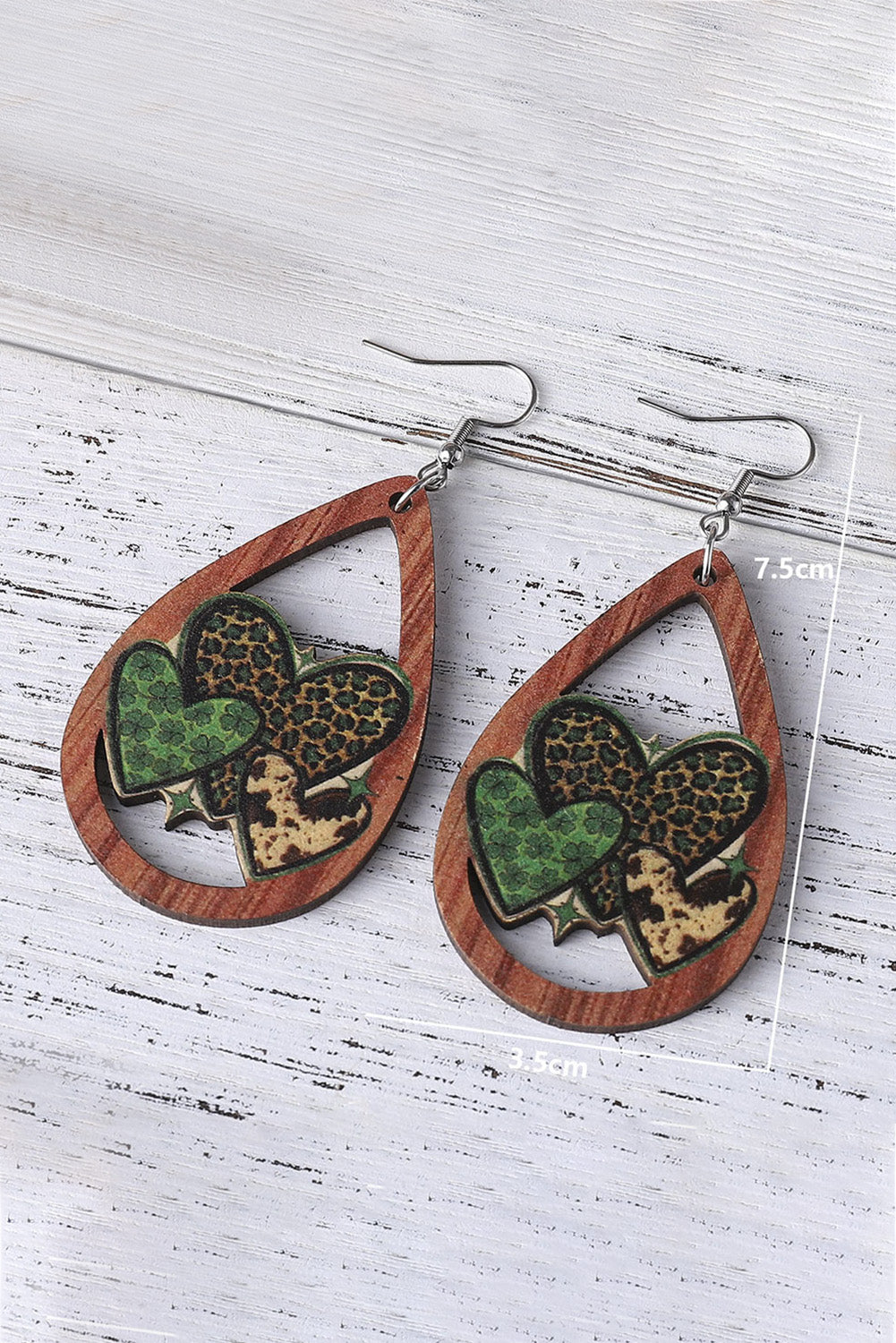 Brown Patrick's Day Hollow out Love Clover Earrings Jewelry JT's Designer Fashion