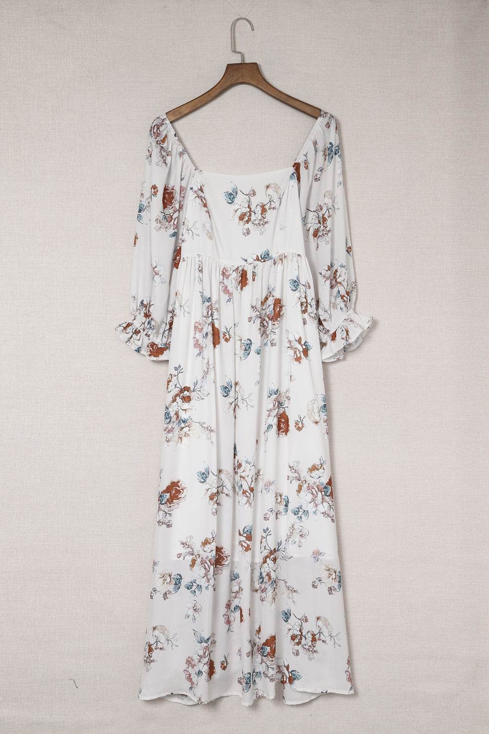 White Puff Mid-sleeve Floral Maxi Dress Maxi Dresses JT's Designer Fashion