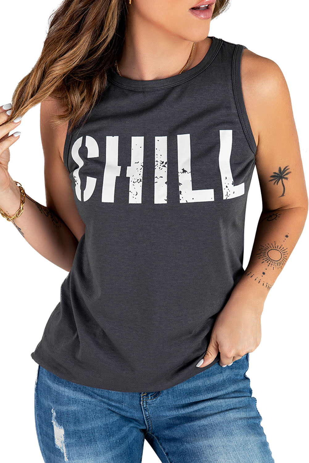 CHILL Graphic Print Tank Top Tank Tops JT's Designer Fashion