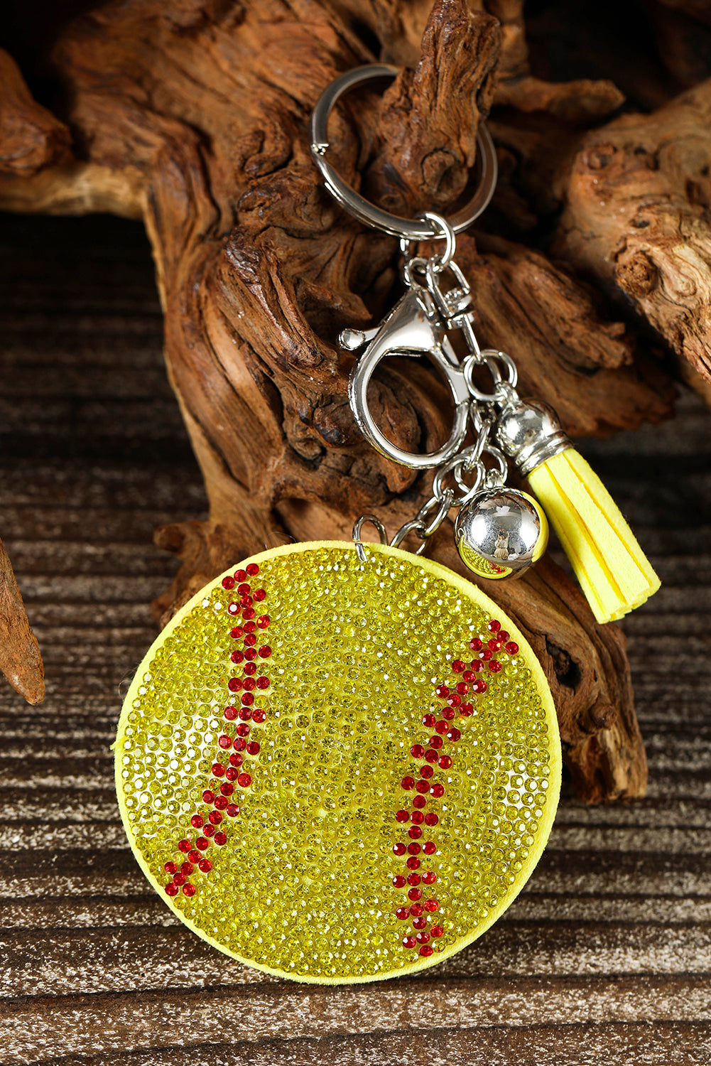 Yellow Rhinestoned Ball Pendant Tassel Key Chain Other Accessories JT's Designer Fashion