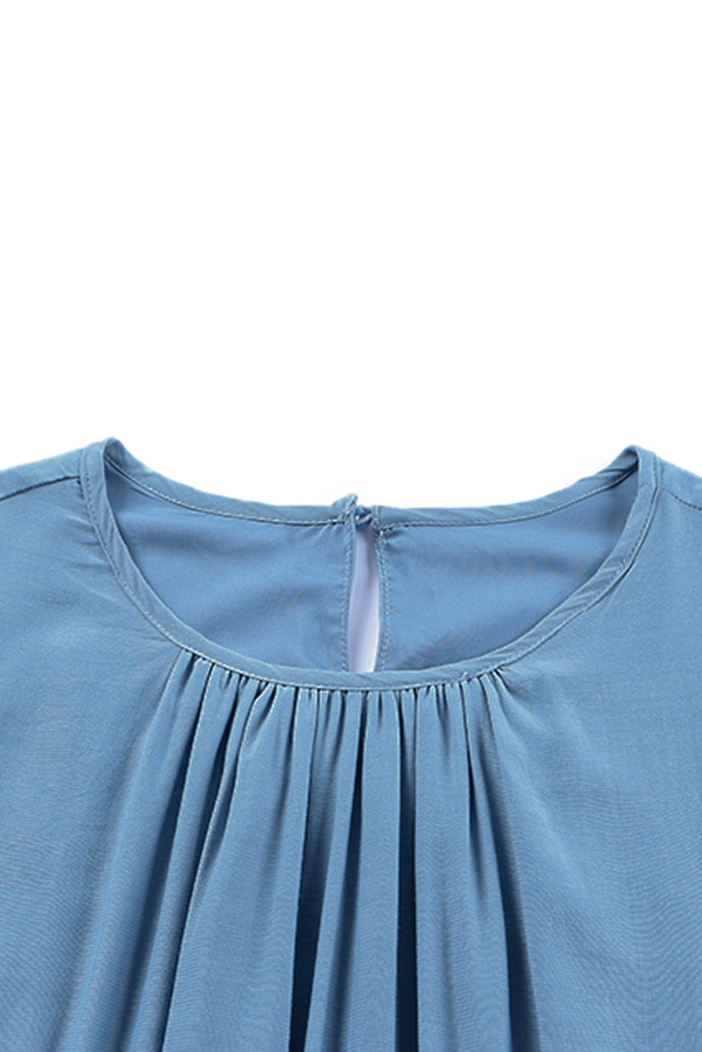 Sky Blue Shirring Tiered Flowy Babydoll Dress Mini Dresses JT's Designer Fashion