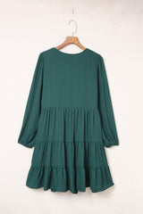Green Plus Size Puff Sleeve Smocked Tiered Dress Plus Size Dresses JT's Designer Fashion
