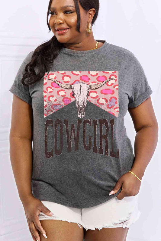 Simply Love Simply Love Full Size COWGIRL Graphic Cotton Tee Charcoal Graphic Tees JT's Designer Fashion