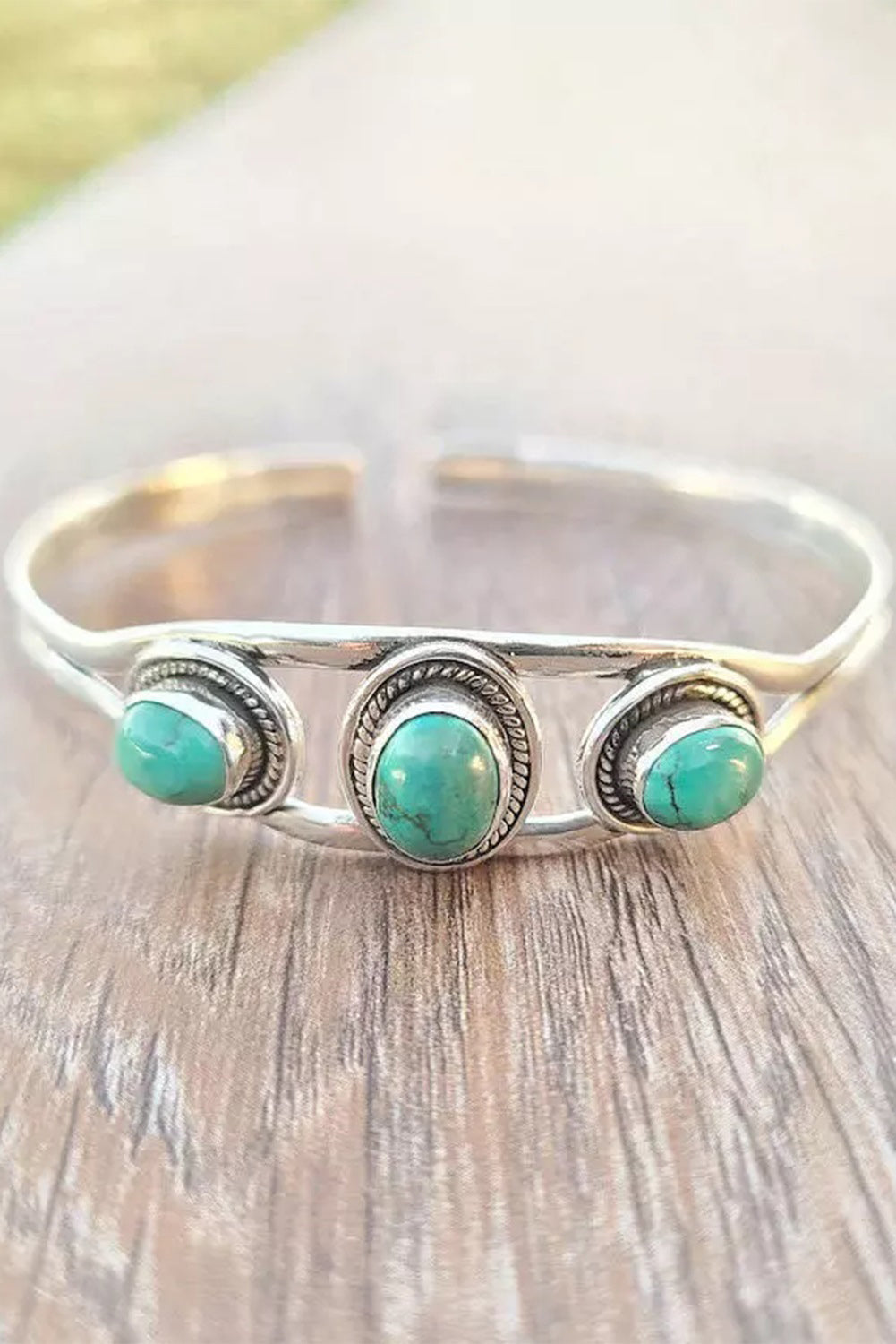 Silver Turquoise Hollow Out Alloy Bracelet Jewelry JT's Designer Fashion