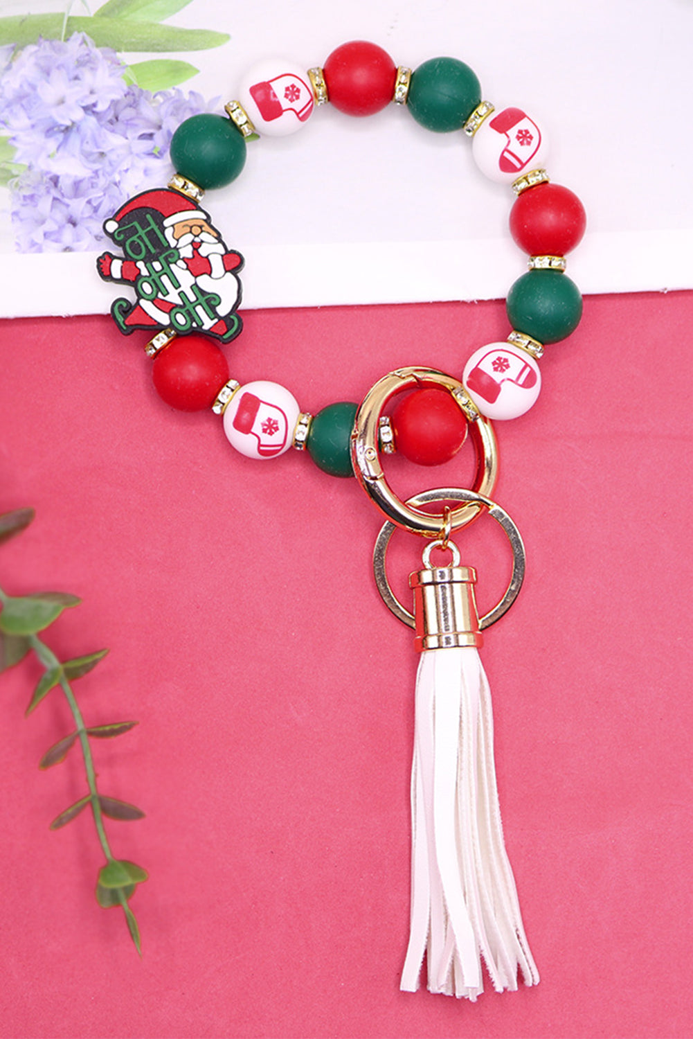 Fiery Red Christmas Silicone Bead Tassel Keyring Other Accessories JT's Designer Fashion